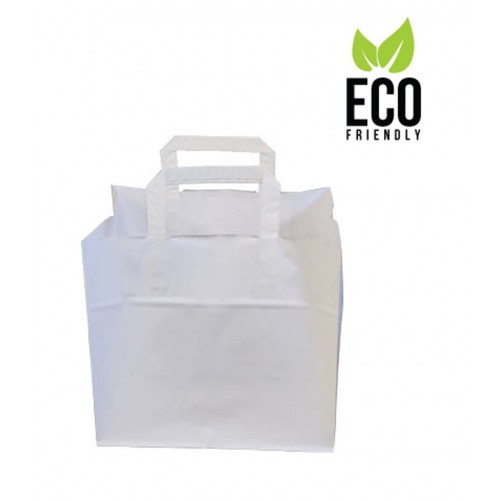 Bolsas de Papel Kraft Blanco con Asas (Asa Plana/Rizada)
